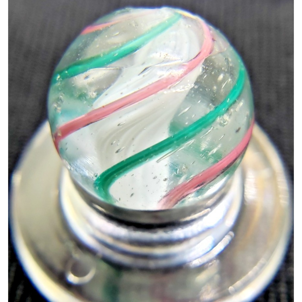 Pink Green Glass White Solid Core Swirl marble RARE 1/2'' #220
